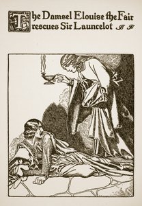 De jonkvrouw Elouise de Schone redt Sir Launcelot, illustratie uit 
